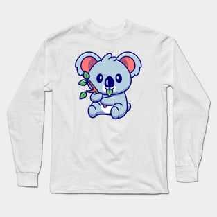 Cute Koala Eating Leaf Long Sleeve T-Shirt